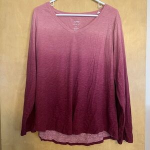 Sonoma Burgundy Ombre Long Sleeve Top